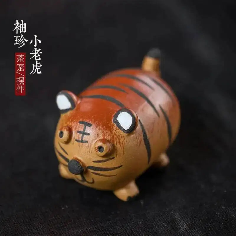 Zisha Tea Pet Tiger Small Ornament Zodiac Clay Painting Tea Plaything Tea Play Accessories Anime FigurineKept Чаепитие Oasis Select