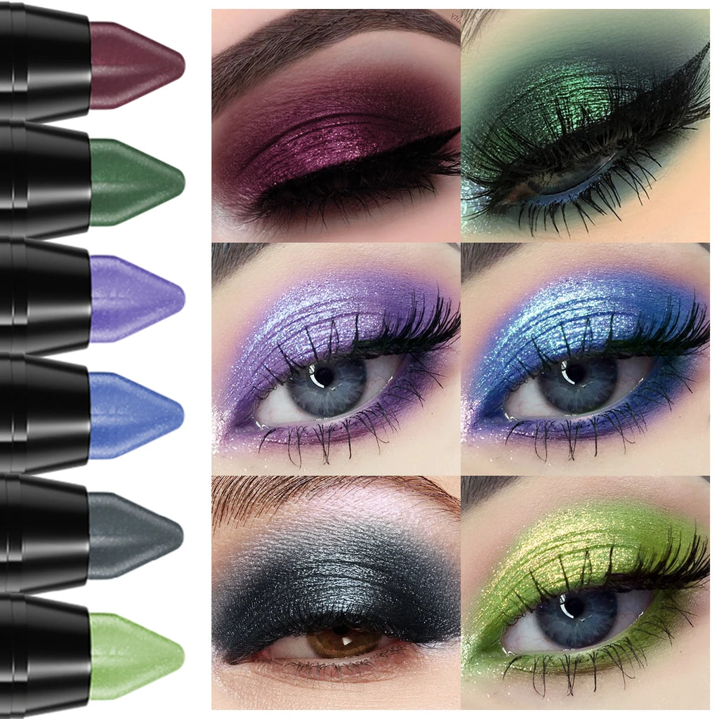 KAFURUX 6pc Metallic Glitter Eyeshadow Pencil Set | Shimmer Liner
