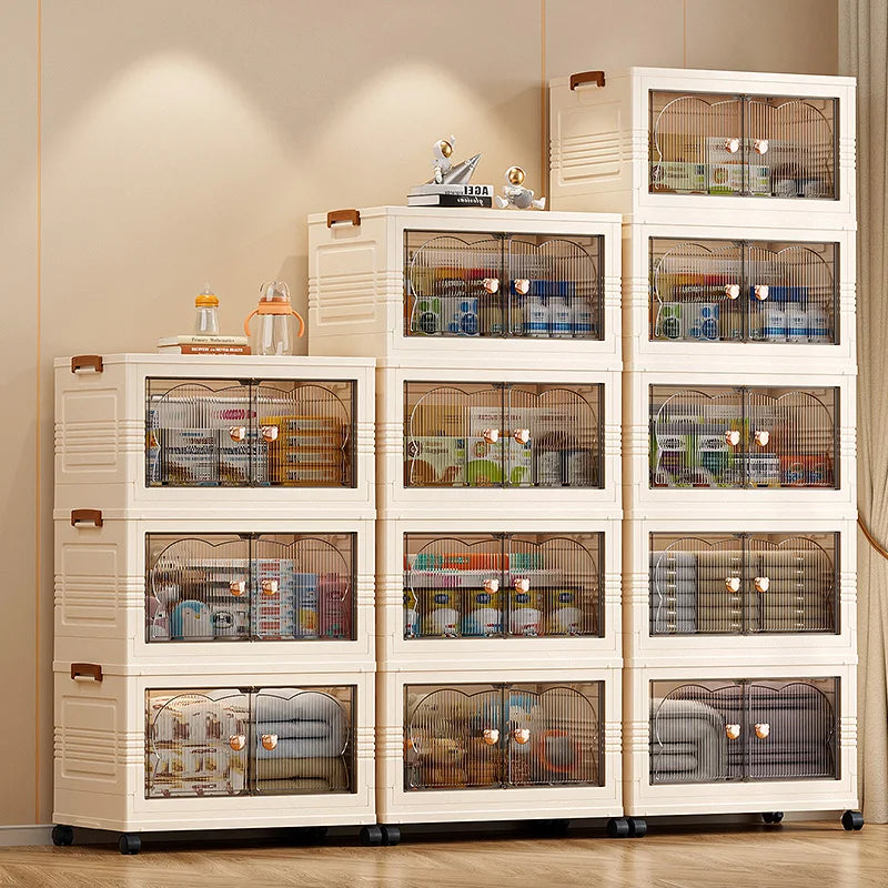 Double-Door Foldable Storage Box Portable Multi-Size Organizer Space-Saving for Living Room Bedroom Study No Assembly Required Oasis Select