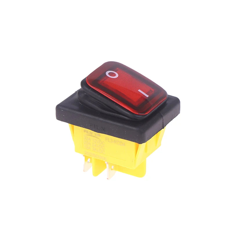 Durable Waterproof DPST Toggle Switch with LED, 4-Pin IP65, 12V/220V 30A for Heavy Duty Auto and Marine Usage. Oasis Select Red 220V 30A