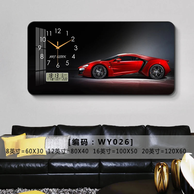 Car Clock Living Room Creative E-sports Room Silent Clock Auto Repair Beauty Shop Personality Art Decorative Painting Wall Clock Oasis Select WY026 80cm x 40cm