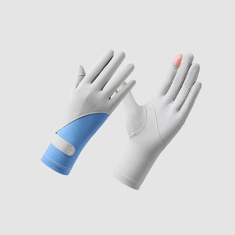 Summer Sunscreen Gloves Women Thin Ice Silk Anti-ultraviolet Dew Finger Touch Screen Driving Riding Non-slip Breathable Gloves Oasis Select