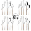 20-Piece Golden Stainless Steel Flatware Set – Knife Fork Spoon Flatware Set Oasis Select Gold