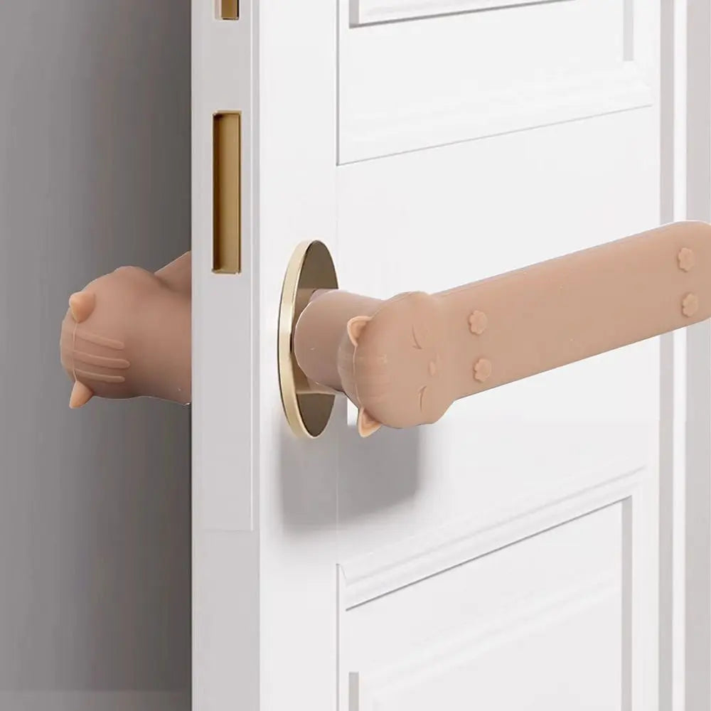 Silicone Door Knob Cover Anti-collision Cold-proof Doorknob Sleeve Cartoon Cat Anti-Static Safety Doorknob Protector for Home Oasis Select