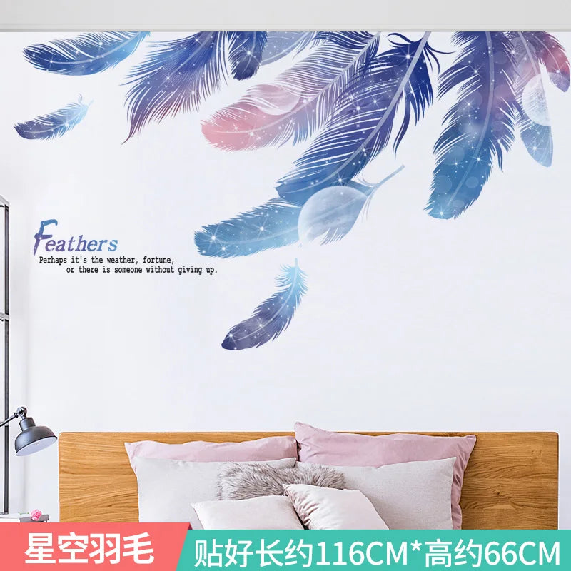 Ink Smudge Light Blue Mountain Background Wall Decoration Stickers