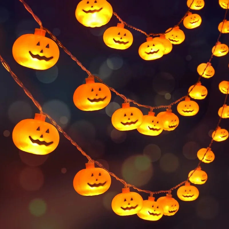 LED Halloween Decorative Light String Pumpkin Ghost Evil Devil's Eye Skull Party Festival Atmosphere Light Oasis Select Slice Smiley Pumpkin USB 6m 40light
