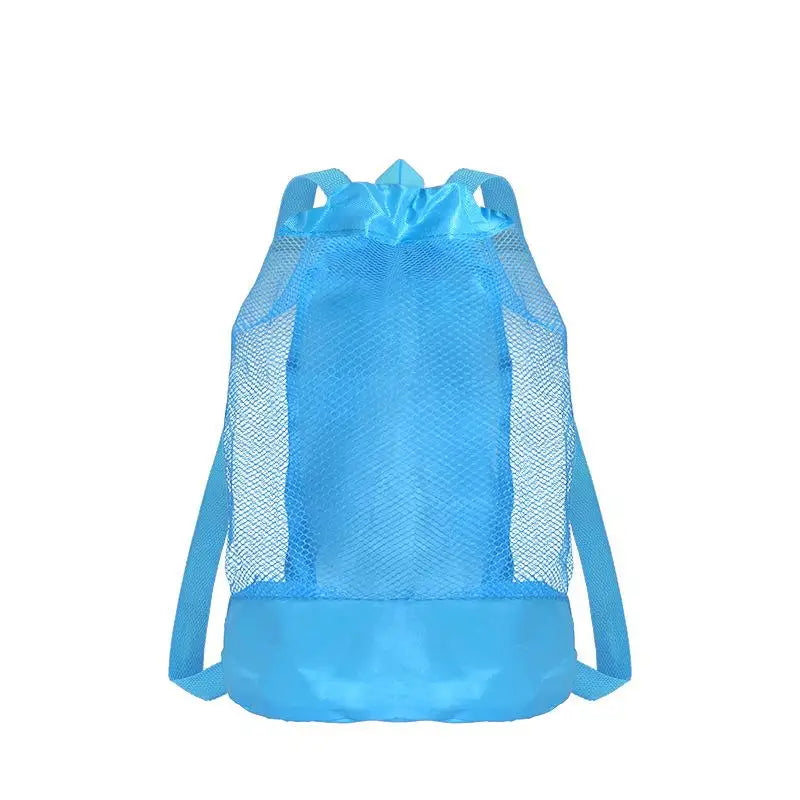 Extra-Large Sand-Resistant Drawstring Beach Backpack Kids Pool Toys Storage Bag For Shell Collecting Oasis Select Sky blue