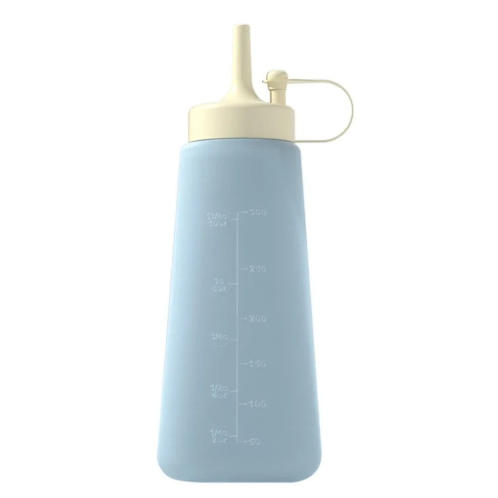 300ml Capacity Condiment Squeeze Bottle Leakproof Design Transparent Sauce Dispenser Clear Scale with Suction Cup Oasis Select Blue