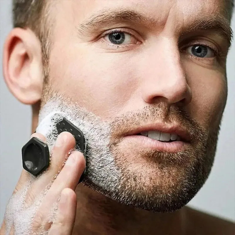 Soft Silicone Beard Shaving Brush with Finger Ring Grip Lathering Tool for Men's Facial Grooming & Shaving Oasis Select