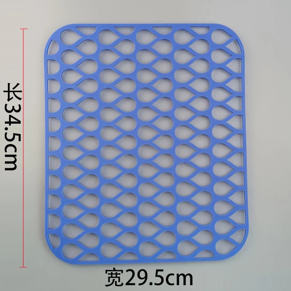 Multifunctional Silicone Sink Mat Insulation Pad Kitchen Drainer Bottom Protection Anti-scratch Slip Anti-splash Filter Mesh Oasis Select Blue 34.5X29.5CM