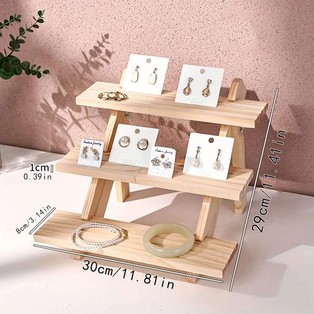Wooden display rack, ear stud rack, perfume, jewelry, ear ring storage rack, desktop small commodity display rack Oasis Select 3 Tier