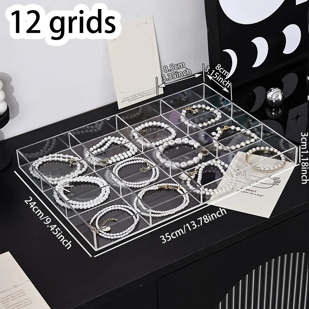Transparent plastic jewelry storage box, jewelry tray, nail art, jewelry, rings, necklaces and other jewelry storage boxes Oasis Select Transparent-12 grids