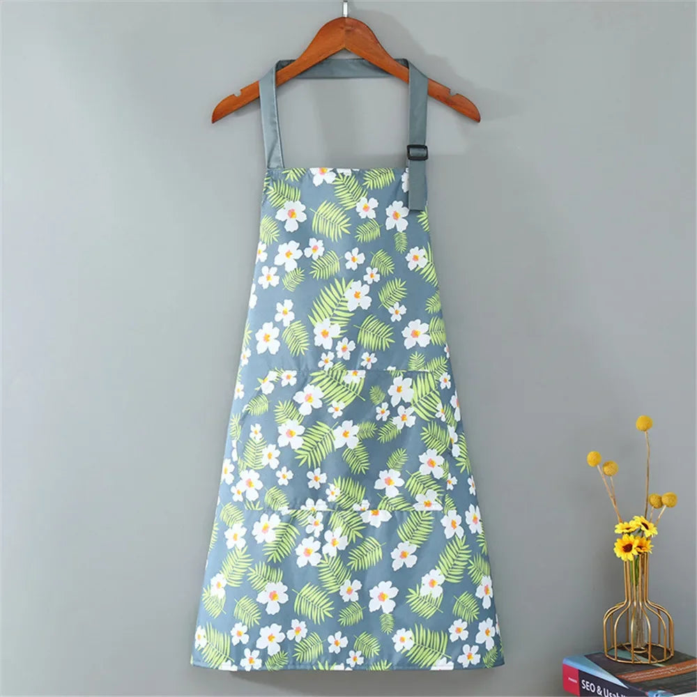 1PC Aprons Fashion Cotton Fabric Waterproof Thickened Dirt Resistant Kitchen Apron and Home Work Clothes Gardening Work Clothing Oasis Select 03 OneSize