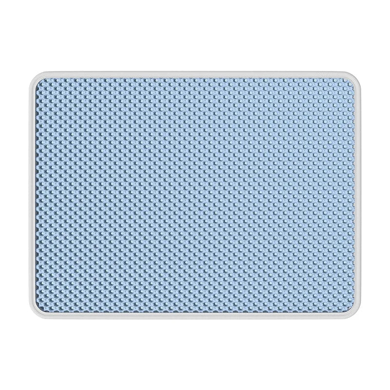 Double-Layer Filter Anti-Spillage Cat Litter Box Pad | Anti-Leakage Cat Cage Toilet Pad for Mess Control Oasis Select Light blue 58x37cm