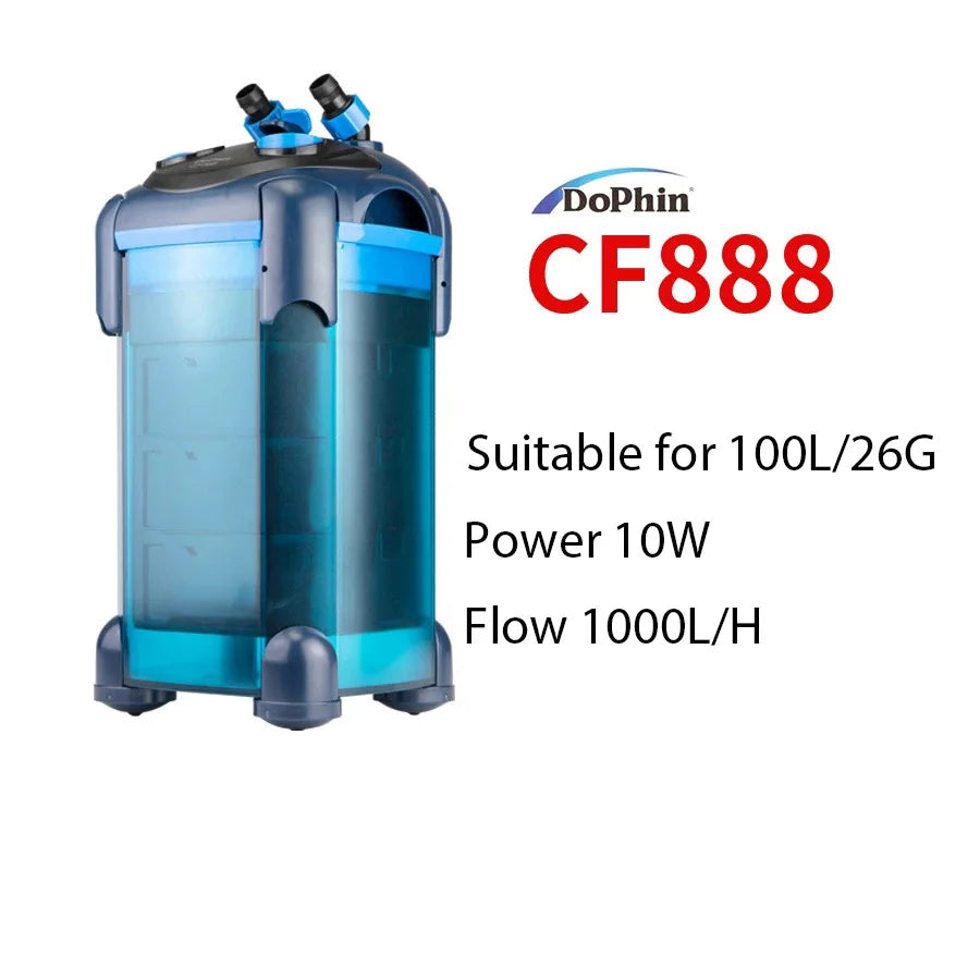 Dophin Aquarium External Filter Silent Fish Tank Clean Water UV Lamp Oasis Select CF-888 220-240v 50hz