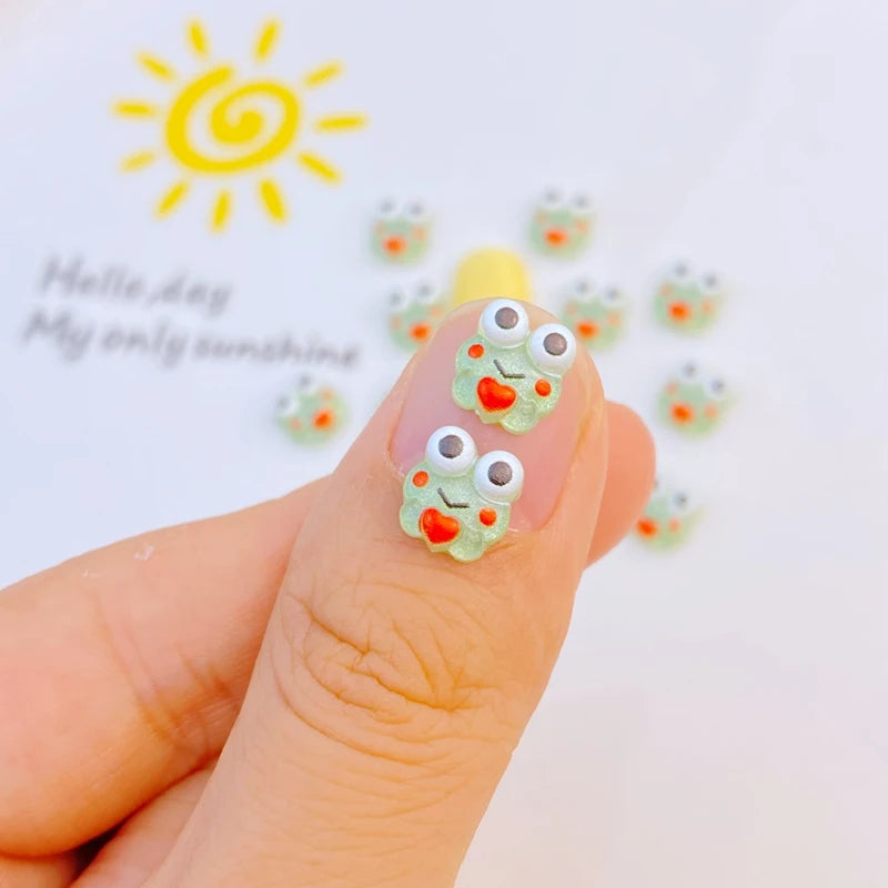 50Pcs New Cute Resin 7*8mm Mini Little Frog Series Flat Back Manicure Parts Embellishments For Hair Bows Accessories Oasis Select