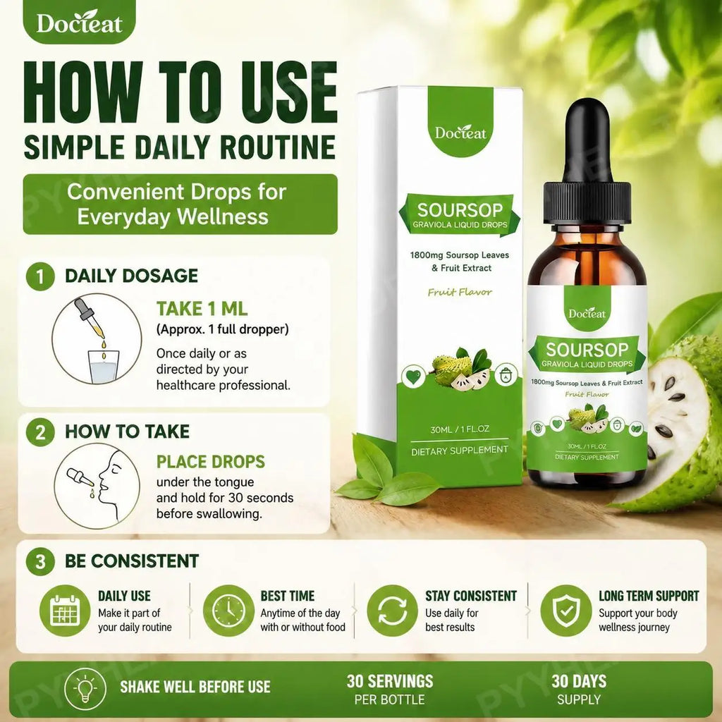 Soursop Graviola Liquid Drops 1800mg – Daily Herbal Supplement Herbal Liquid Drops Oasis Select