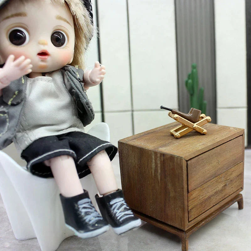 1:12 Dollhouse Simulation Pipe W/ Rack Model Dollhouse Miniature Handheld Pipe Toy Micro Scene Decor Doll Dress Up Toy Oasis Select