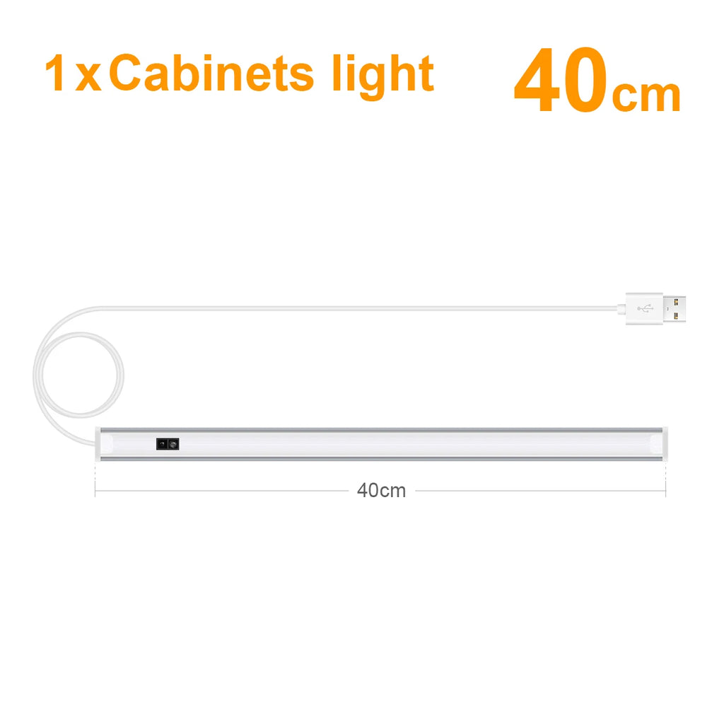 1pcs LED Closet Light with Non-Contact Motion Sensor,USB Lamp Hand Scan Distance 1-6cm,2pcs LED Bar Series Connection Lighting Oasis Select Warm White 1x LED Bar 40CM