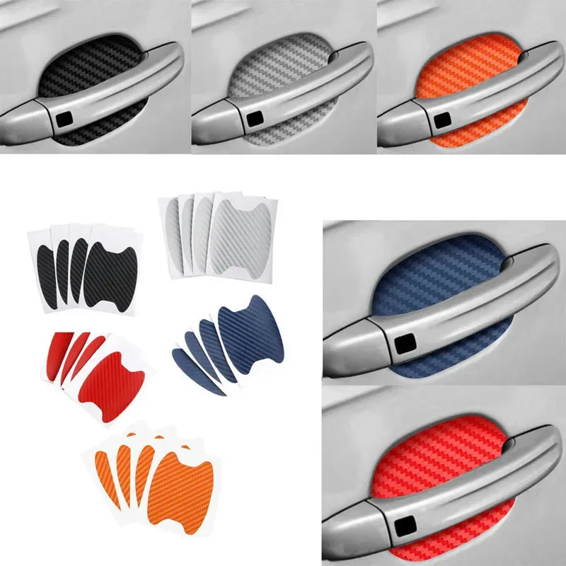 4/8/12/16Pcs Car Styling Mouldings Sticker Car Door Sticker Carbon Fiber Scratches Resistant Cover Auto Handle Protection Film Oasis Select