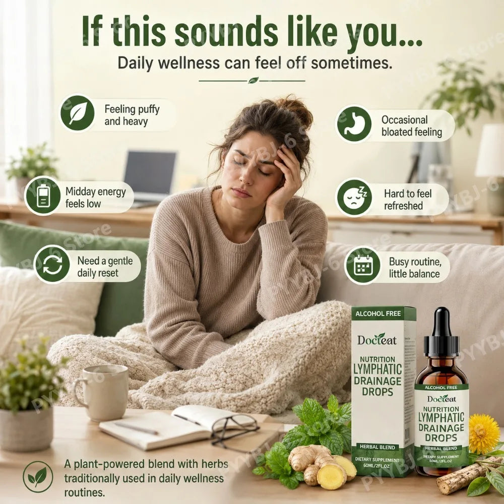 Docteat Lymphatic Drops 60ml | Vitamin B12, Zinc & Dandelion Root Herbal Liquid Supplement Oasis Select