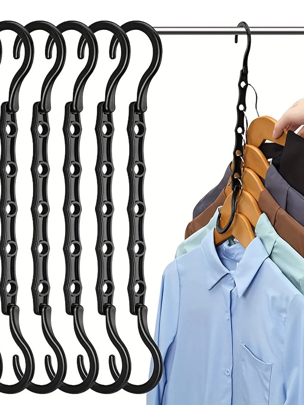 Space Saving Storage Hangers Multifunction Plastic Clothes Racks Rotary Organizer Hangers 5 Hole Magic Closet Wardrobe Organizer Oasis Select