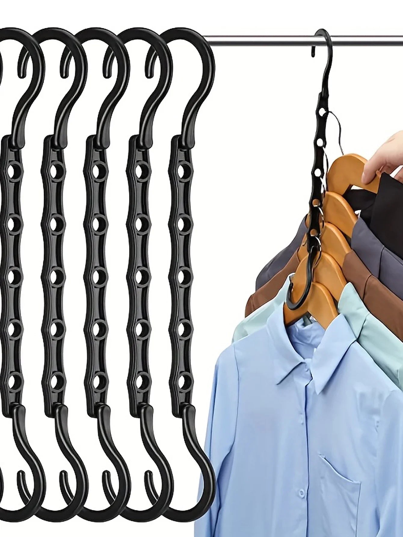 Space Saving Storage Hangers Multifunction Plastic Clothes Racks Rotary Organizer Hangers 5 Hole Magic Closet Wardrobe Organizer Oasis Select