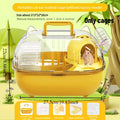 1pcs Multi-Function Portable Hamster Cage Beige Double Layer Large Space Travel Carrier Box Breathable Carry Cage for Hamsters Oasis Select Yellow