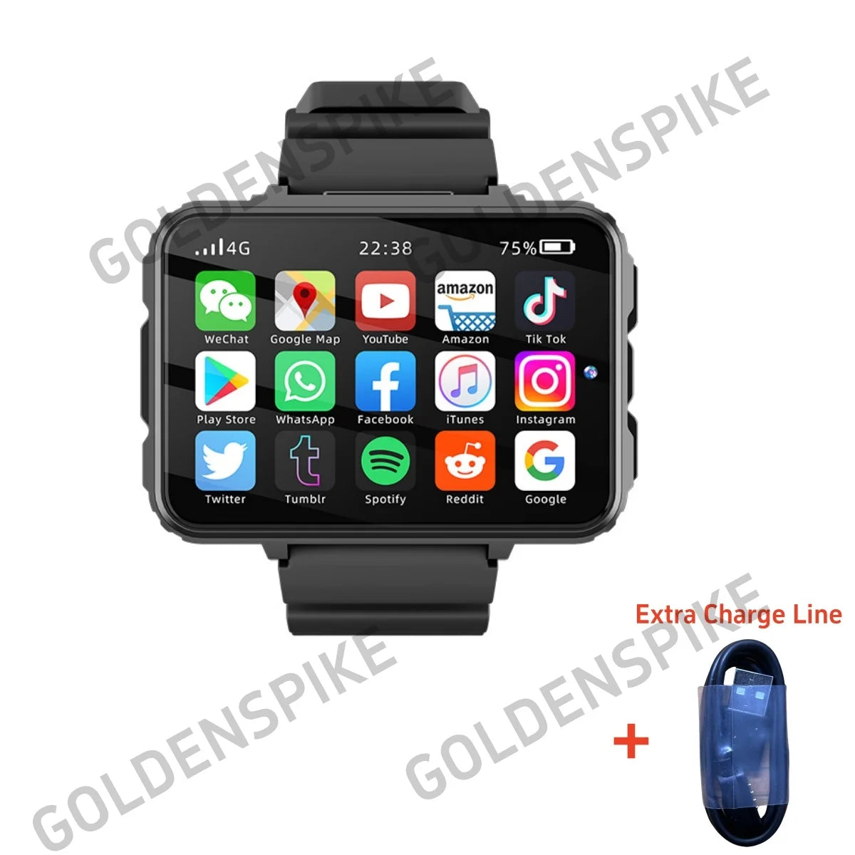 VP999 Men Smartwatch 2.4inch Large Amoled Smartwatch With Dual Camera GPS WIFI Sim Card Slot Play Game Video Calling App Store Oasis Select Black Extra Charger RAM 4GB ROM 64GB