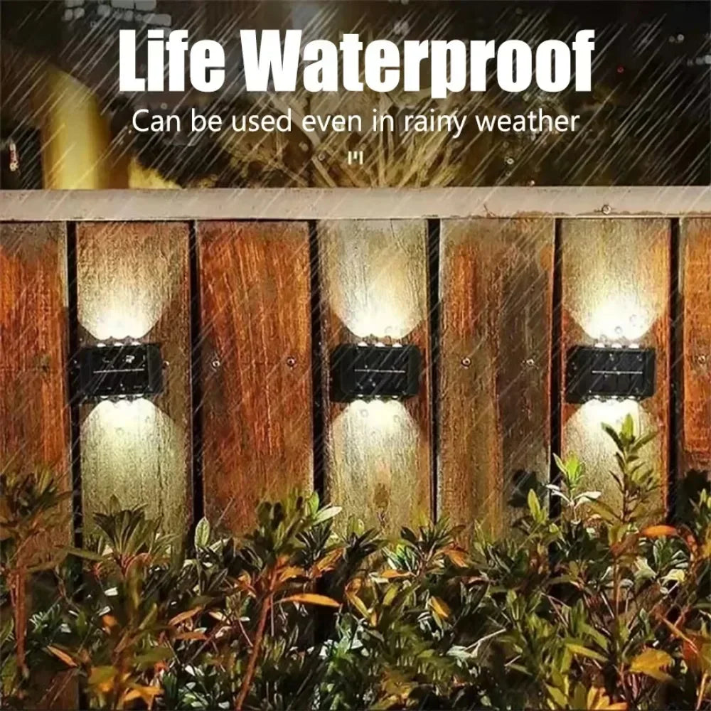 Solar Wall Light IP65 Waterproof LED Safety Light Up Down Lighting Easy Install Outdoor Patio Yard Garden Street Landscape Decor Oasis Select