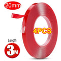 Car Strong Double Sided Adhesive Stickers Tape Nano Transparent Reusable Waterproof Auto Tape Clean Tools Car Protect Sticker Oasis Select 20mmx3M-4PCS