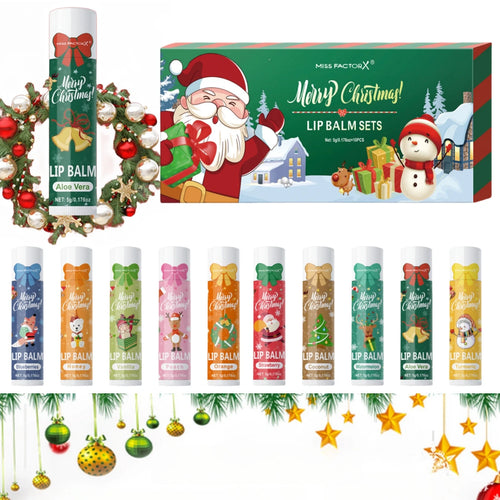 10PCS/Box Christmas gift box, lip balm set, deeply hydrating lip moisturizer, lip color brighten, gift to women Oasis Select