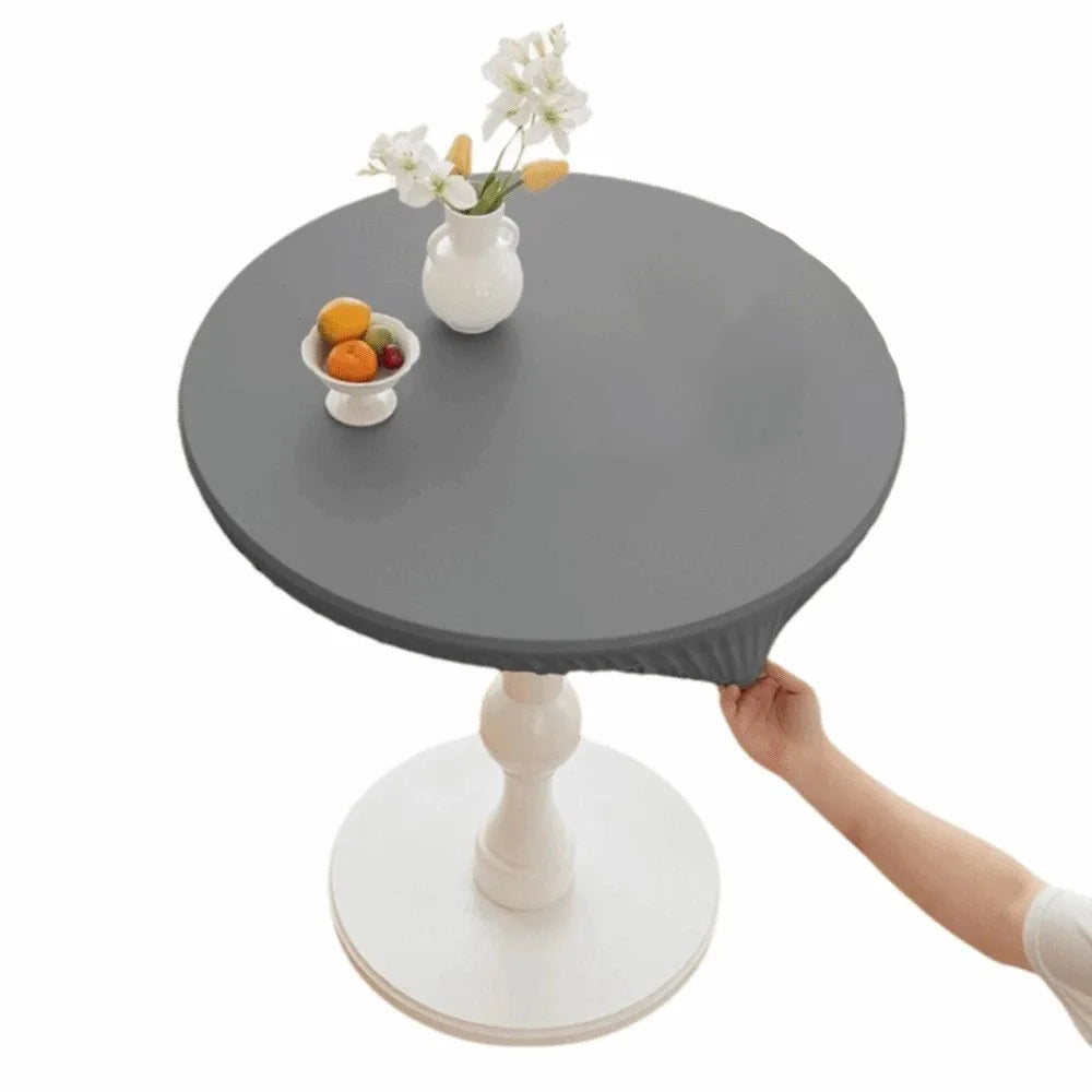 PU Leather Waterproof Stretch Round Tablecloth 60/80cm