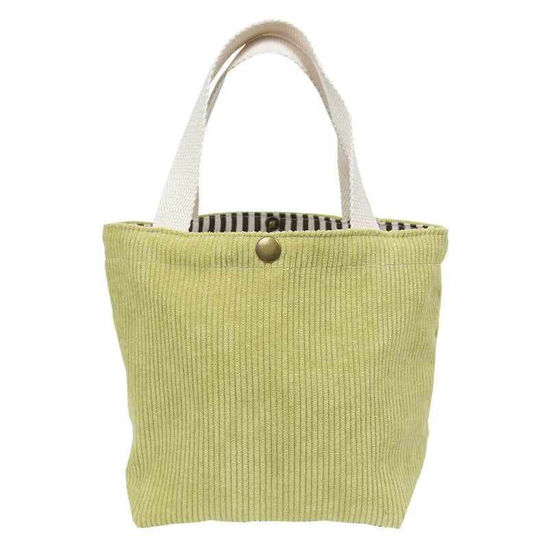 Lunch Bag Corduroy Canvas Lunch Box Drawstring Picnic Tote Eco Cotton Cloth Small Handbag Dinner Container Food Storage Bags Oasis Select Yellow