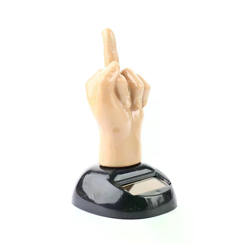 Solar Powered Mid Finger Shaking Toy Car Dashboard Dancing Figure Toy Brown Creative Car Bobbleheads Decorative Ornament Oasis Select