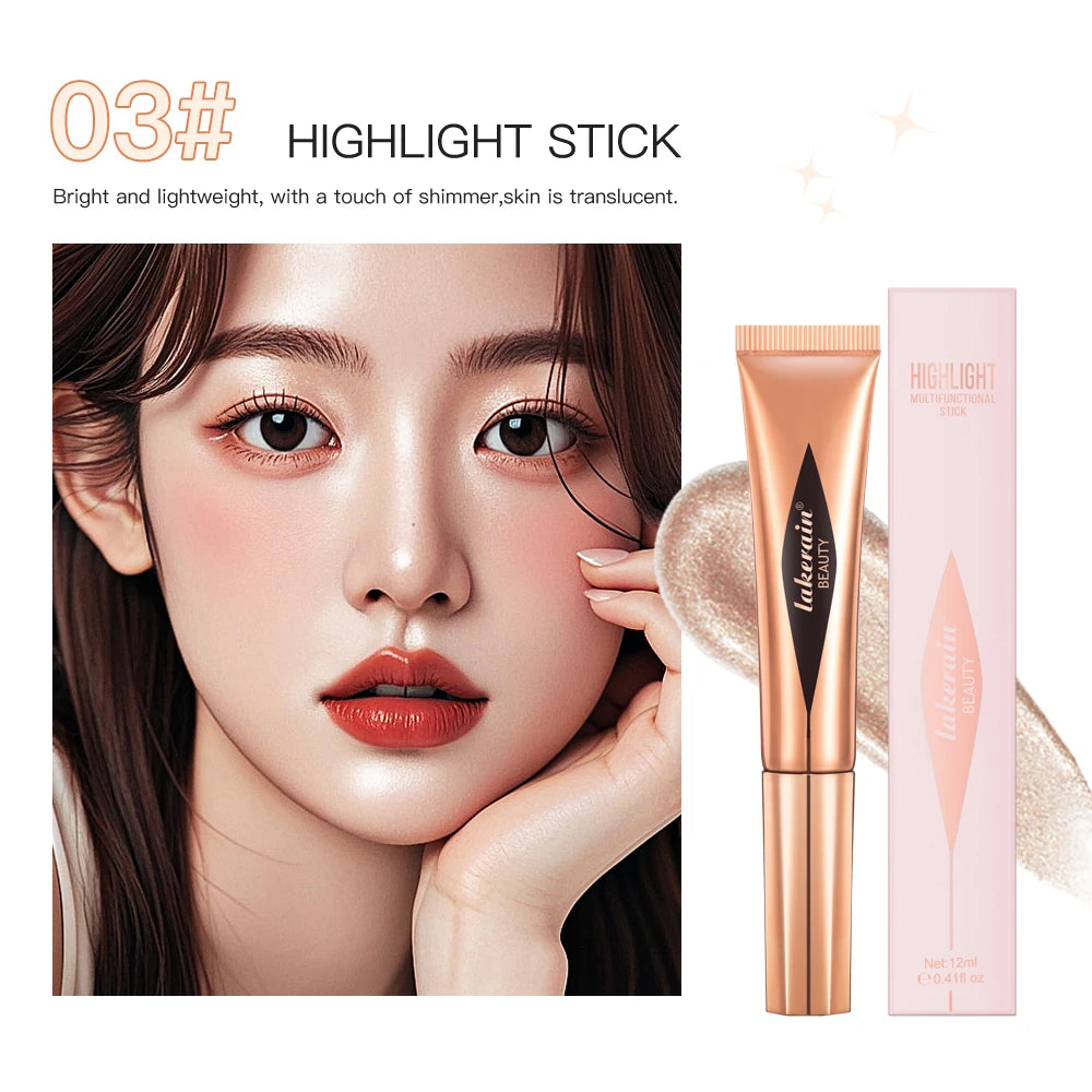 Multi-use Stick Bronzer Blusher Beauty Highlighter Blush Liquid Face Bronzer Natural Contouring Wand Stick Applicator Makeup Oasis Select 2 pcs 3Highlight