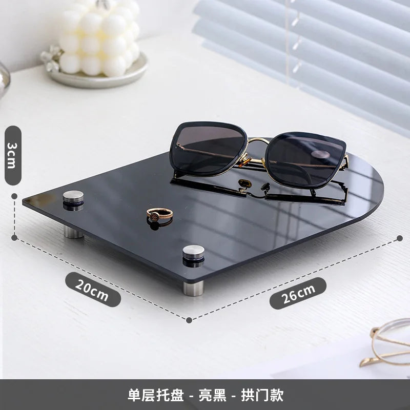 Acrylic Decorative Tray Organizer | Desk, Vanity & Shelf Display