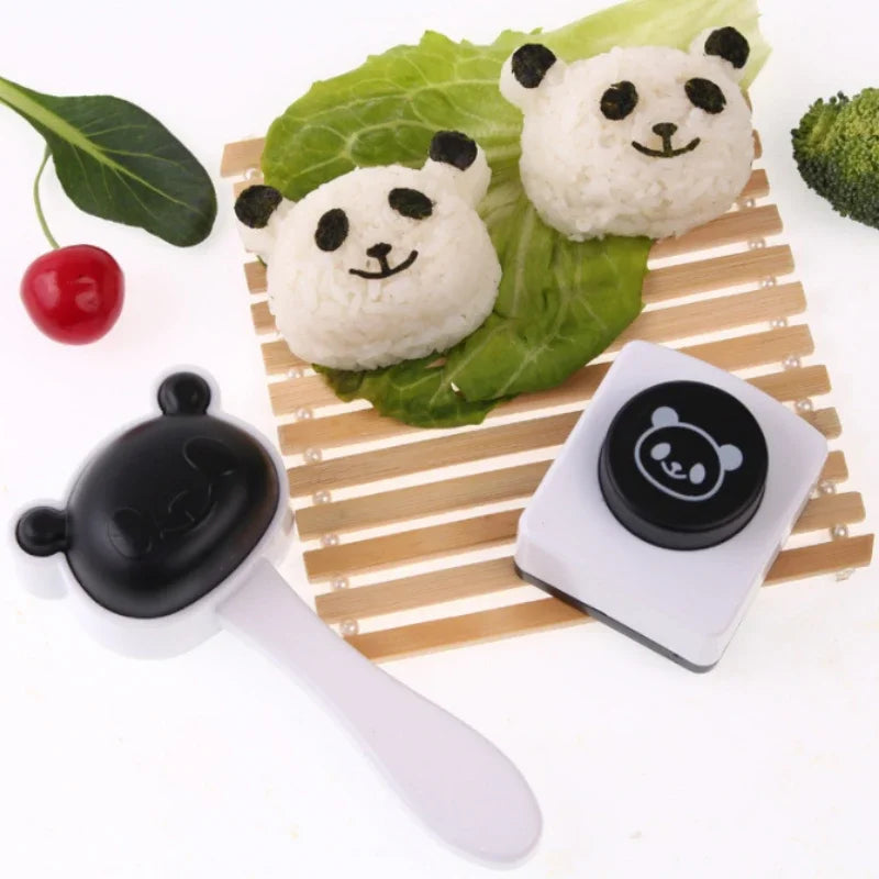 2Pcs/Set Panda Sushi Maker Mould Rice Ball Sushi Mold Nori Cutter Punch DIY Cute Rice Mold for Baby Kid Kitchen Accessories Oasis Select