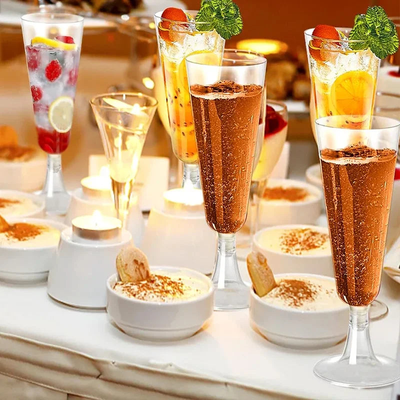 25pcs 150ml Disposable Cups Sparkling Champagne Bar Cups Plastic Champagne Flutes Clear Toasting Glasses for Weddings Party Oasis Select
