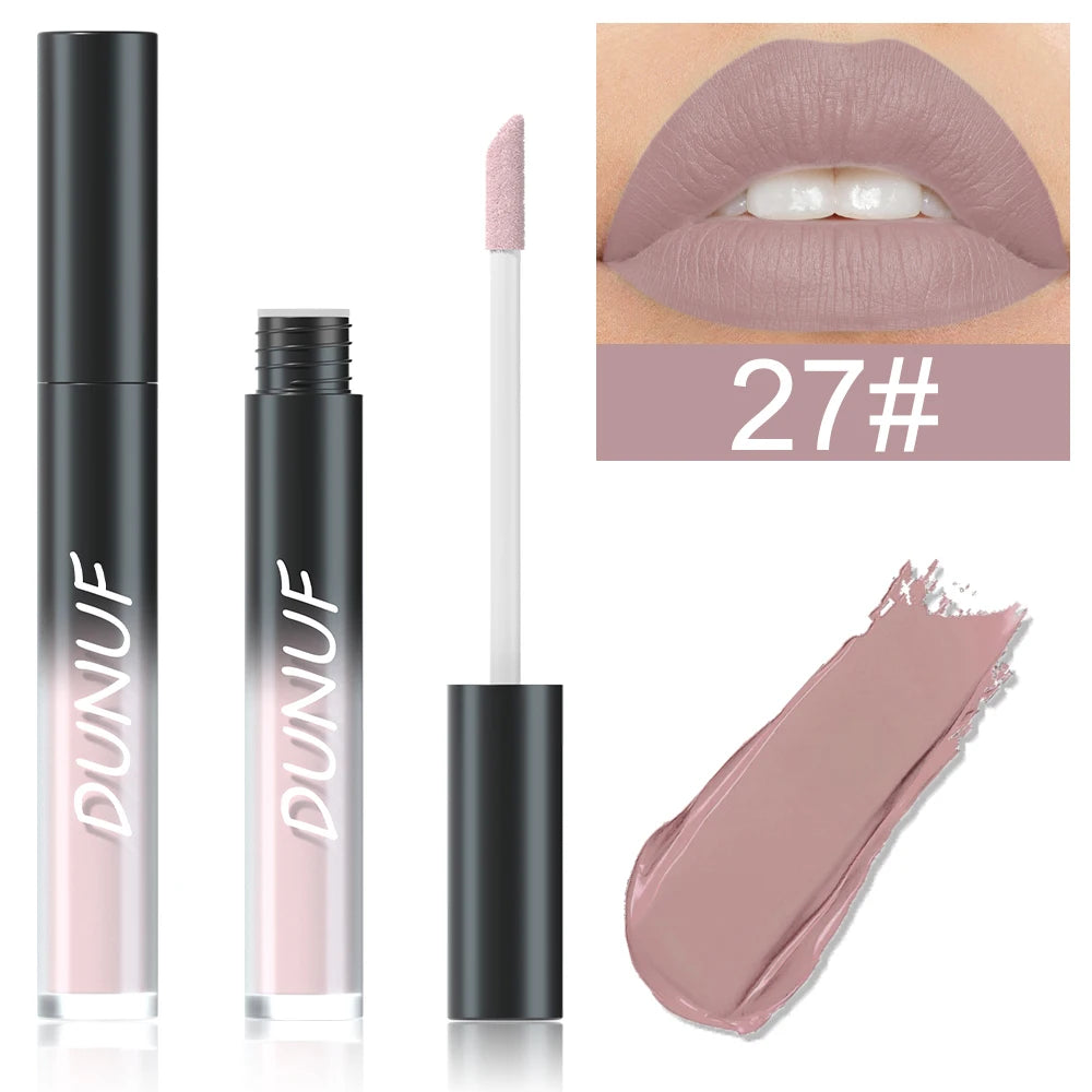 DUNUF Matte Lip Gloss – 32 Colors, Long-Lasting & Moisturizing