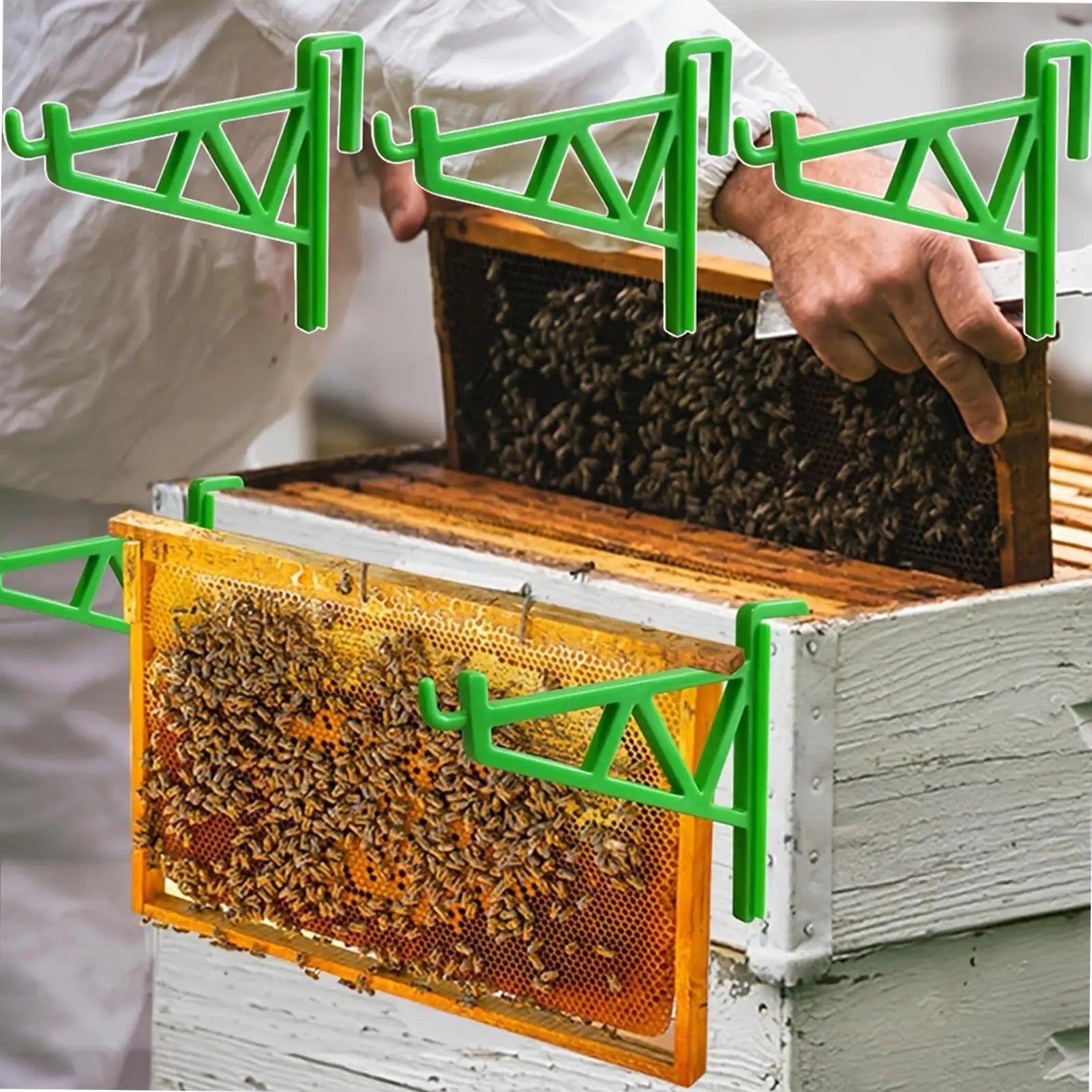Beehive Frame Holder 2Pcs Heavy Duty Plastic Beekeeping Grip Frame Perch Bee Hive Support Rack Bracket Beekeeping Supplies Oasis Select