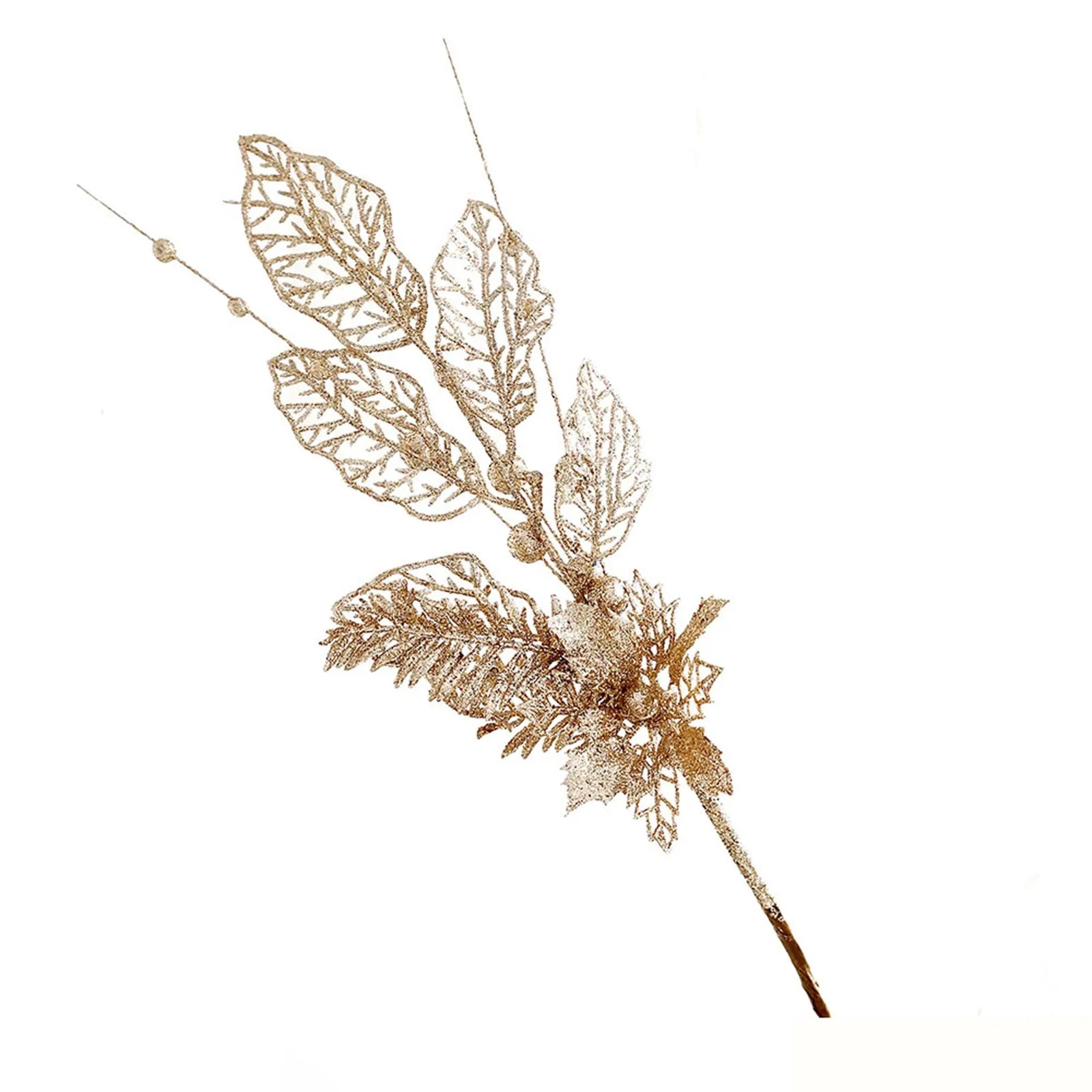 Gold Glitter Christmas Berry Branch Picks – Set of 10 Xmas Decor Christmas Tree Pick Oasis Select Champagne One Size