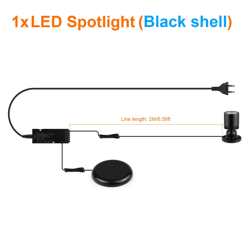 3W 12V Aluminum Dimmable LED Spotlight for Ceiling Light Toy Wine Cooler Display Souvenir Collect Cabinet Shelf,Decorative Lamps Oasis Select 1xSpotlight Black Neutral White