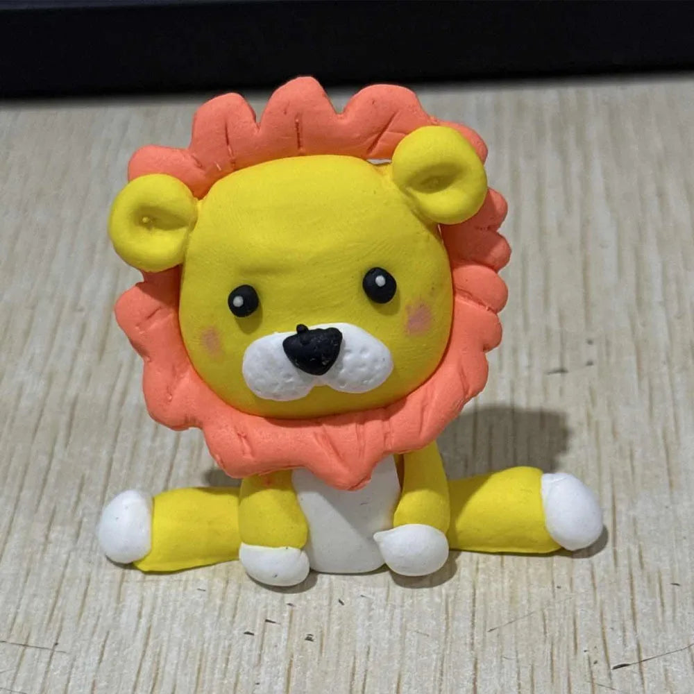 3D Jungle Animal Cake Toppers – Lion, Elephant, Giraffe & Monkey