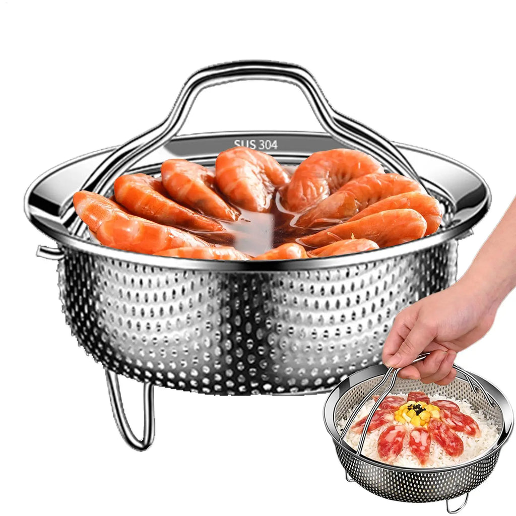 Heat Resistant Multifunctional Metal Colander with Handle Steamer Basket Bun Vegetable Steaming Basket for Vegetables Eggs Meat Oasis Select