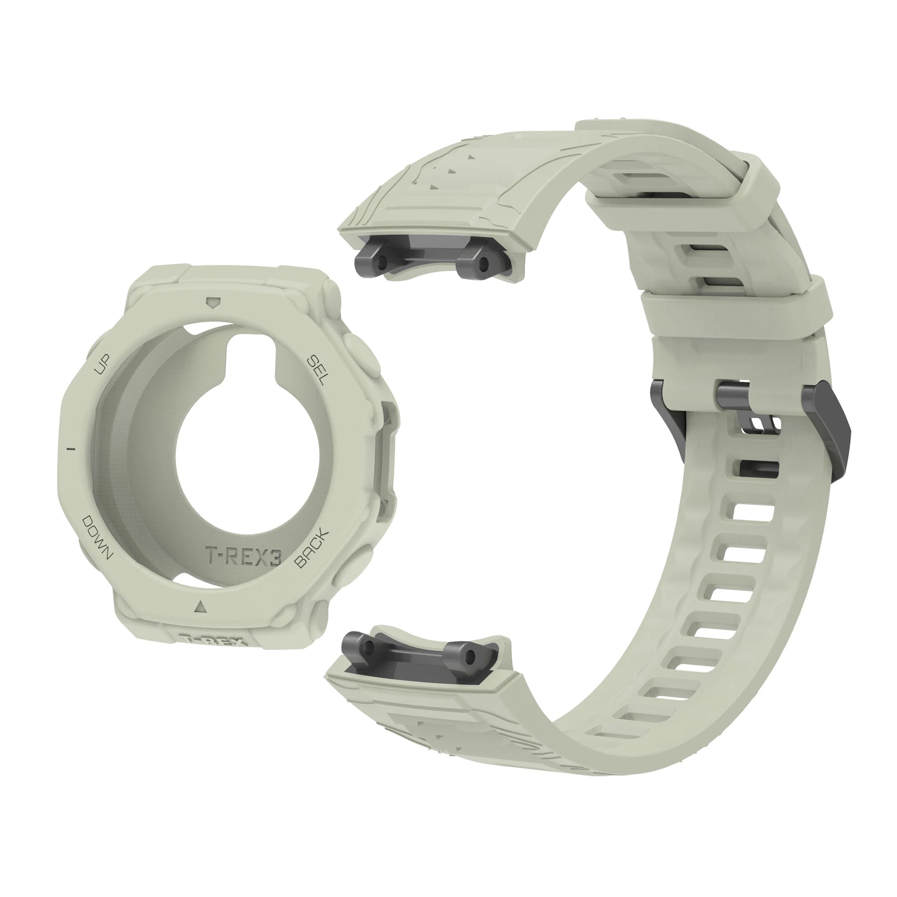 Silicone Watch Band & Case for Huami Amazfit T-Rex 3 Smartwatch Band & Case Oasis Select Grey Case Strap