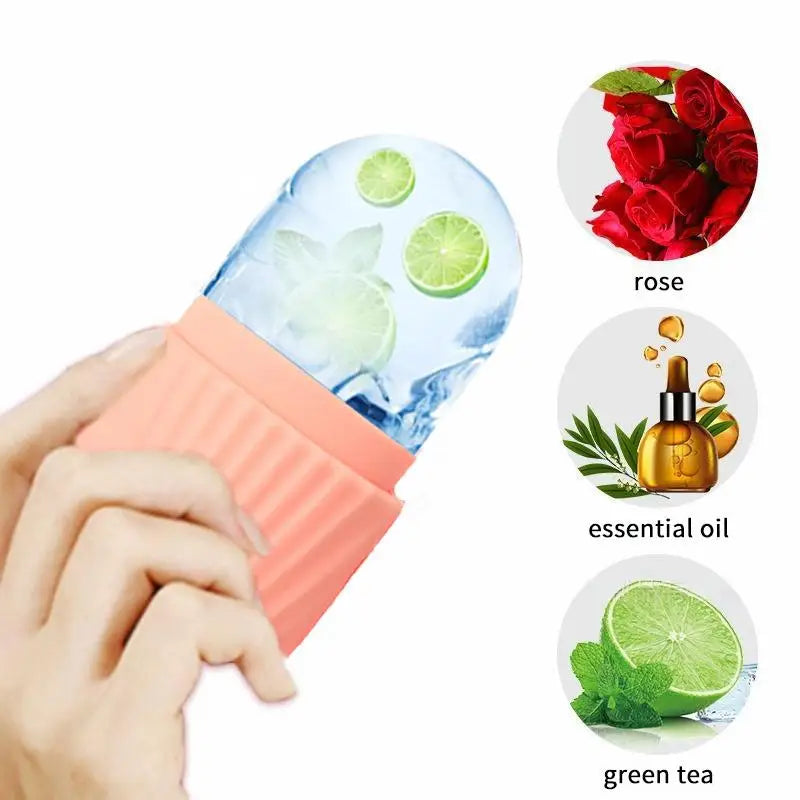 Facial Ice Roller Silicone Ice Cube Tray Reusable Ice Ball Massager Face Lifting Contouring Reduce Acne Skin Care Beauty Tool Oasis Select