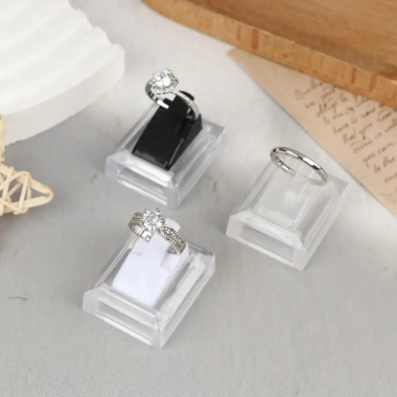 5Pcs Clear Ring Display Stands, Jewelry Ring Tray Storage Organizer Holder, Counter Showcase Display Props Oasis Select