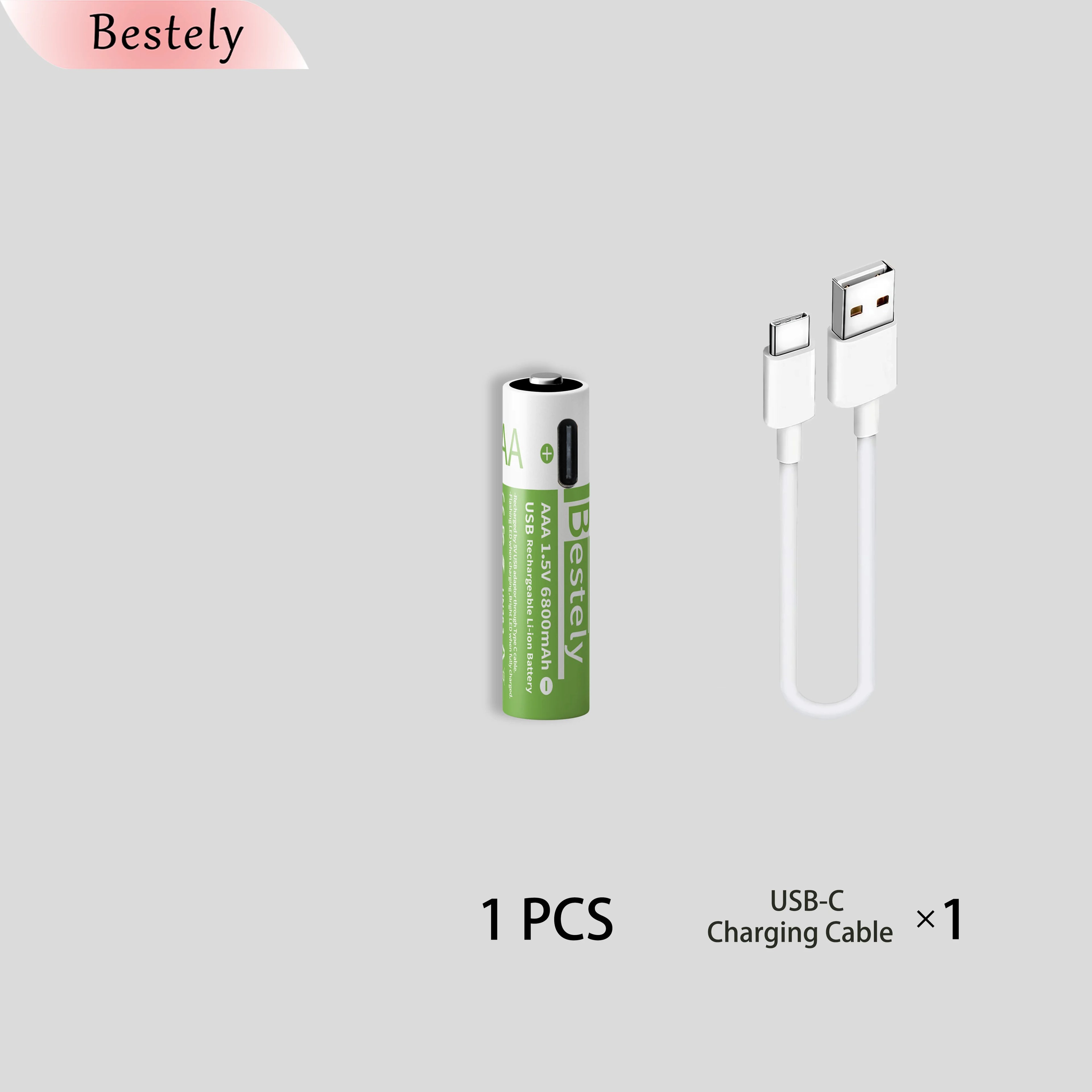 Type-C AAA Rechargeable Lithium Battery 6800mAh Long Runtime Battery for Wireless Devices Remote Control Flashlight Camera Oasis Select 1.5V 1 pcs AAA Battery