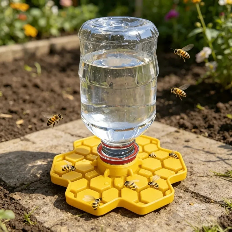 Bee Water Feeder with Perch Safe Honeybee Drinking Station Honeycomb Tray Practical Beekeeping Supplies for Garden Patio Oasis Select